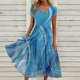 thumbnail image 2 of Vestidos de invitada de boda hoksml para mujer, moda informal, sexy, estampado floral, manga corta, cuello en V, plisado, fluido, vestido de corsé largo, vestido de invitada de boda, vestido de, 2 of 5