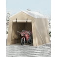 thumbnail image 4 of Lumiparty 7' x 10' Portable Outdoor Storage Shed, Heavy Duty Waterproof Shelter Tent with Roll-Up Door, All-Weather Garage for Motorcycle, Bike & ATV, Khaki, 4 of 8