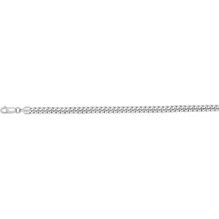 Silver 4.9mm Miami Cuban Chain with Box Lock. Item is rhodium plated. Bracelet