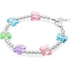 Baby Crystals Sterling Silver Charm Bracelets for Girls, Butterfly Bracelets Embellished with 8Mm Butterfly European Crystals