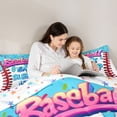thumbnail image 4 of Feelyou Teens Birthday Cake Bedding Comforter Set 7pcs, Eat Sleep Ice Blue King Bedding Sets, Baseball Gaming Sport Reversible Bed Sheets, Ultra Soft Bedroom Decor, 4 of 8