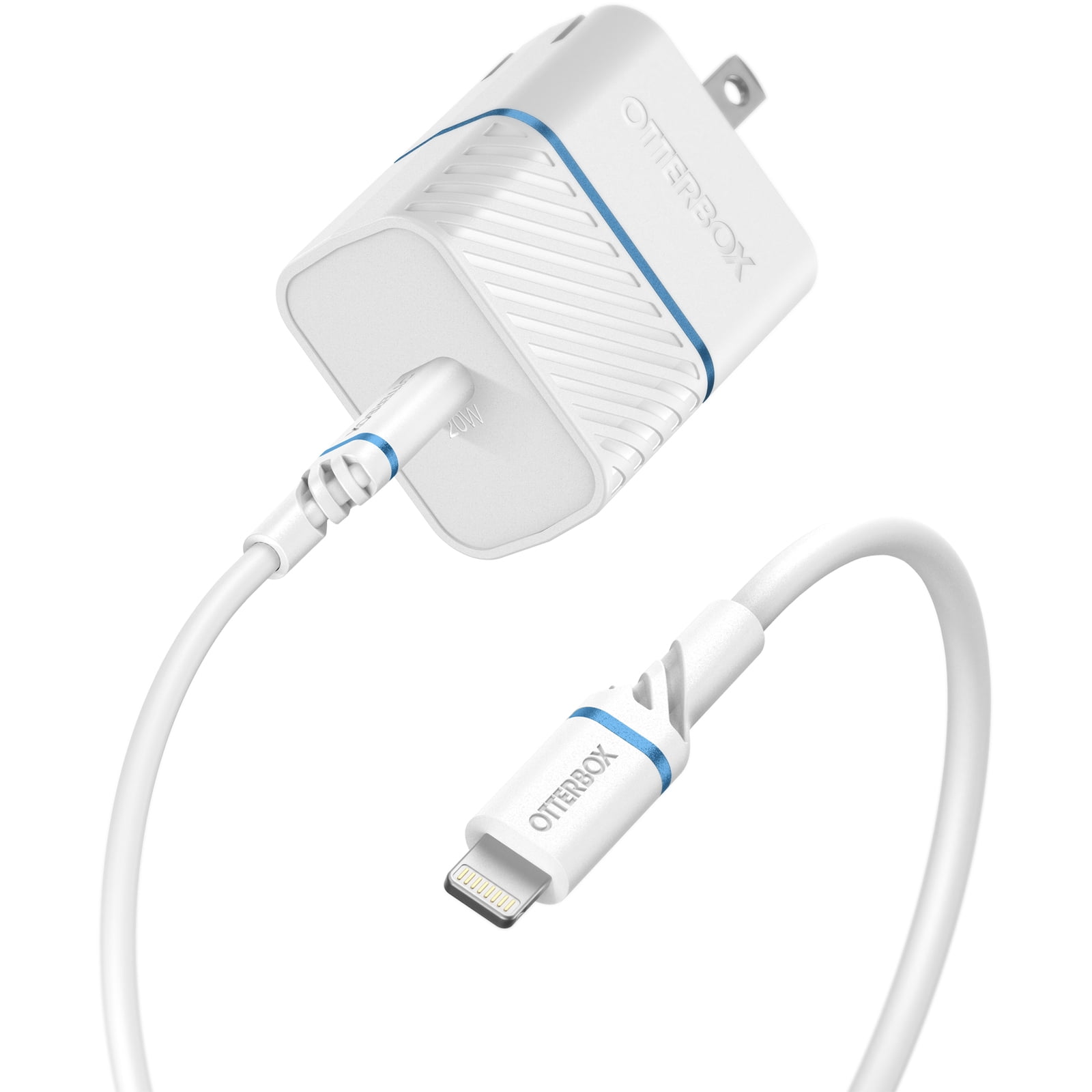 OtterBox Strive Series Fast Charge Lightning to USB-C Wall Charging Kit - 20W Fast Charge Wall Charger and 1M Lightning to USB-C Fast Charge Cable - Ocean Ghost