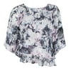 Womens Blouse Plus Floral Jacquard Split-Sleeve 1X