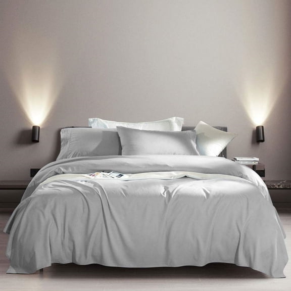 Bed Sheet Set Soft Sheets Fit 18-24 Inch Deep Pocket Mattress Wrinkle-6 Piece (Grey, Queen)