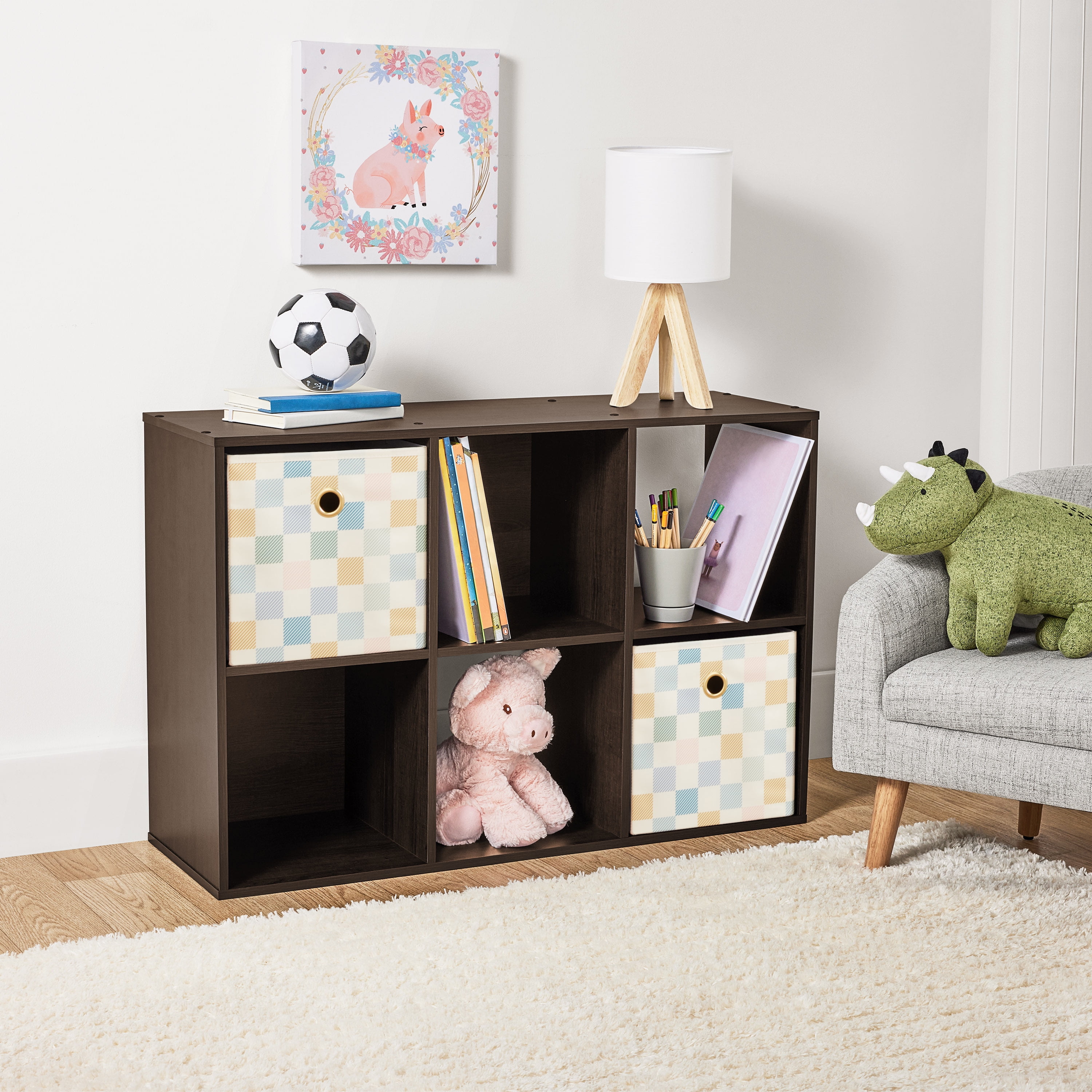 Mainstays 6 Cube Storage Organizer Espresso