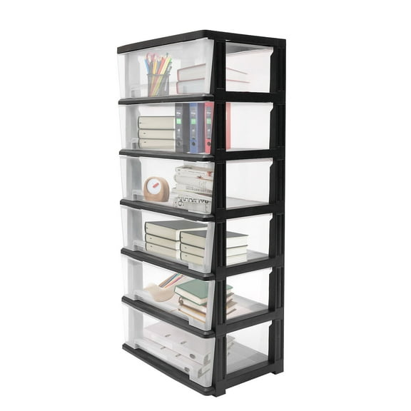 Clear 6 Drawers Rolling Craft Storage Cart Books Paper Organizer For Home Office
