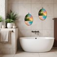 thumbnail image 6 of Canvas Wall Art Ocean Canvas Tropical Seascape Pictures Palm Tree Wall Decor Living Oval Framed Canvas Prints Vintage Wall Hanging Decor for Bedroom Home Gallery Bathroom 8.6"x11.4", 6 of 7