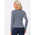 thumbnail image 4 of INSPIRE CHIC Women's Notched Lapel Button Decor Thin Striped Blazer XS Blue, 4 of 6