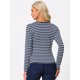 thumbnail image 4 of INSPIRE CHIC Chaqueta tipo blazer de rayas ligeras con decoración de botones de solapa con muesca para mujer Azul M, 4 of 7