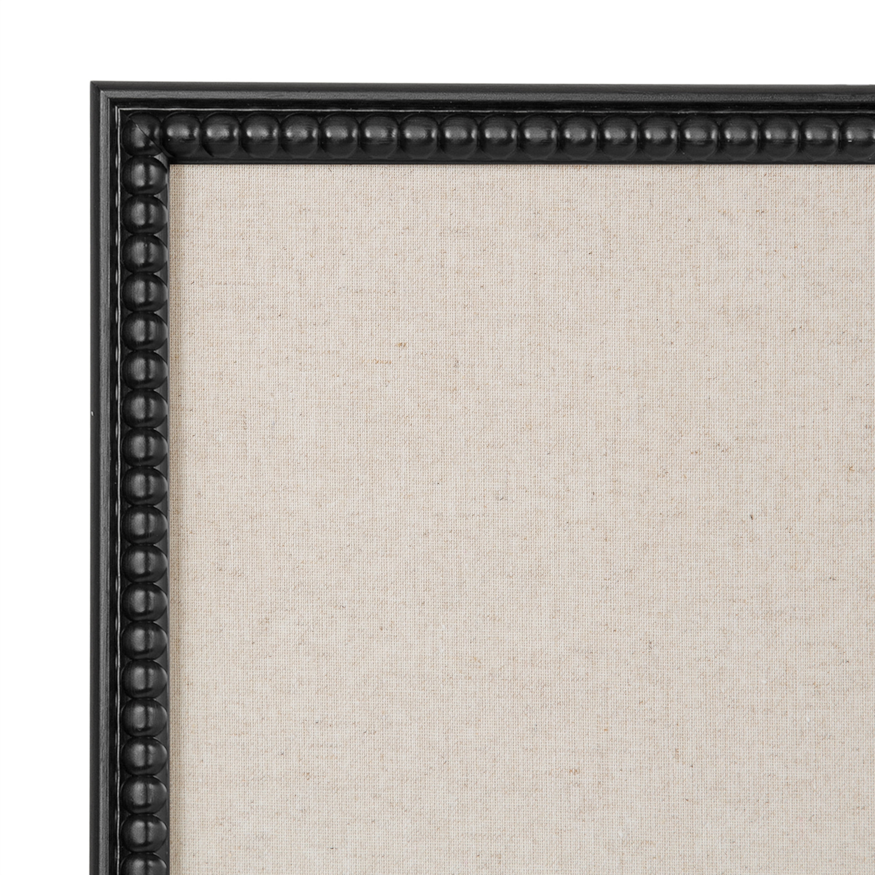 Kate and Laurel Makenna Framed Linen Fabric Pinboard, 24 x 36, Black, Traditional Beaded Bulletin Board for Vintage Home Wall Organization or Aspirational Vision Board