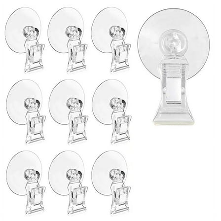 10Pcs Suction Cup Clips Transparent Sucker Clamp Bathroom Window Glass Suction Cup with Clip for Advertis