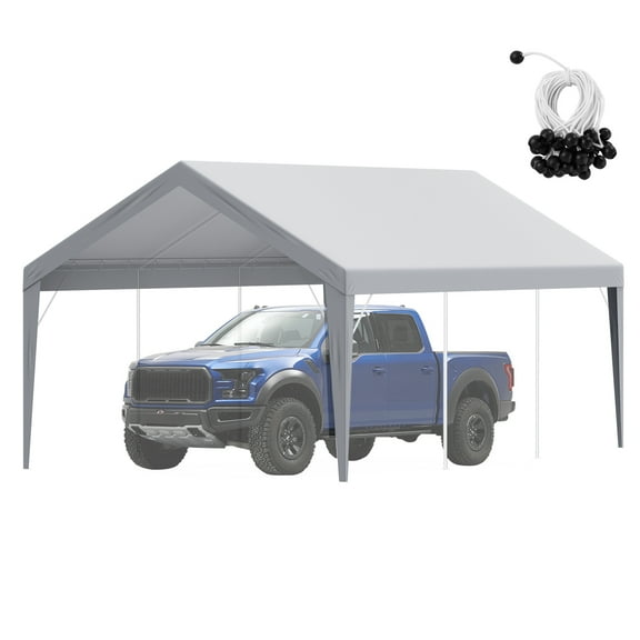 KFFKFF 12 x 20 Feet Carport Replacement Canopy Car Shelter Cover Gray