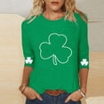 thumbnail image 4 of vdgthytj T-Shirts pour Femmes de la Saint-Patrick à Manches 3/4, Grande Taille, Col Ras du Cou, Trèfle, T-Shirt Graphique pour les Fêtes, 4 of 5