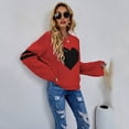 thumbnail image 3 of Vedolay Cropped Sweaters for Women Fall Sweaters Round Neck Striped Cute Winter Pullover Sweaters,Red M, 3 of 5