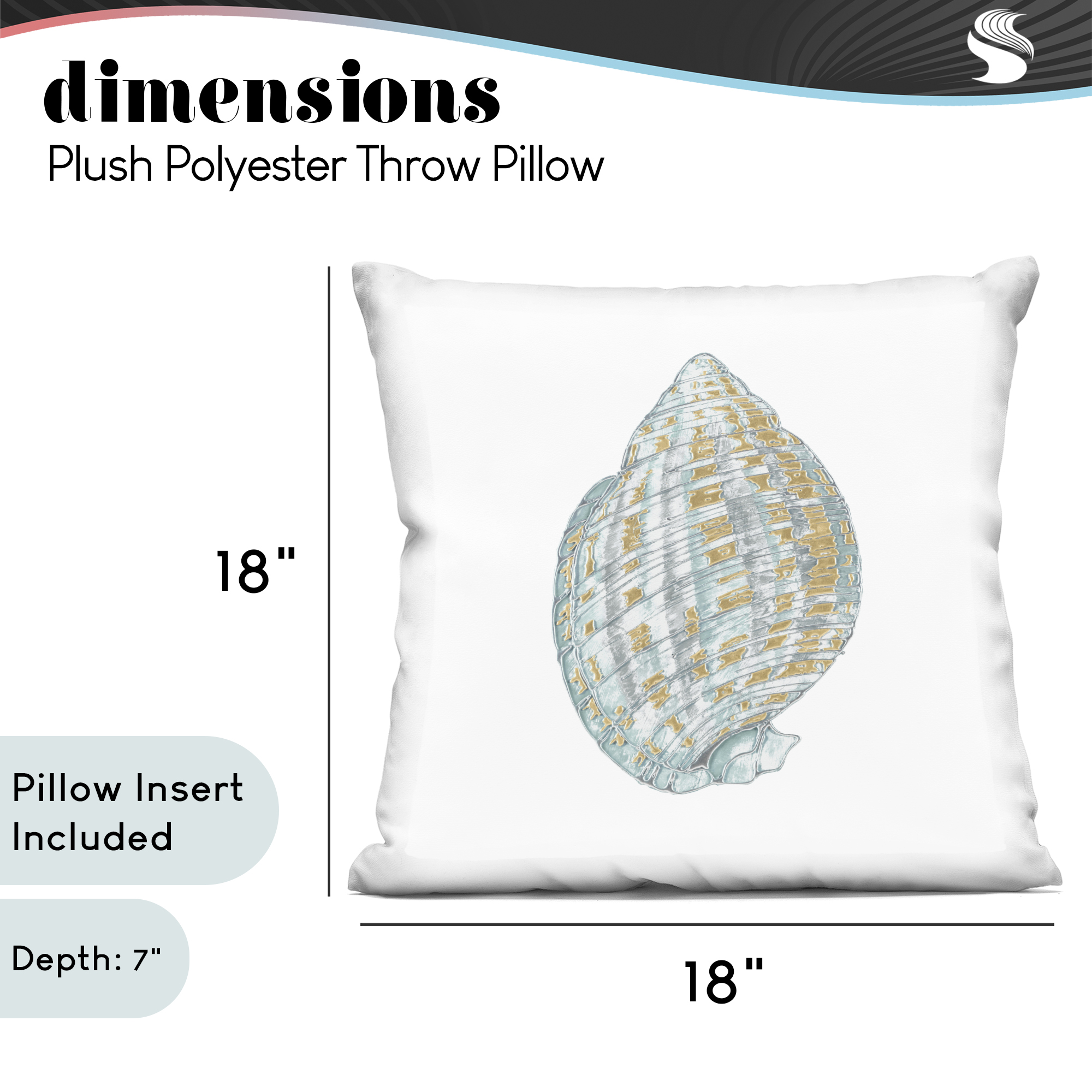 Stupell Industries Regal Shells Spiral Decorative Printed Throw Pillow, design by Lorenzo Collective