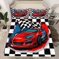 thumbnail image 2 of Homewish Racing Car Twin Sheet Sets,Classic Checkered Twin Fitted Sheet,Extreme Sport Game Flat Sheet For Boy Teens,Uxury Bedroom Decor,3 Pieces, 2 of 7