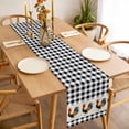 thumbnail image 3 of Black White Plaid Rooster Table Runner - 120 Inch Long, Kitchen Dining Table Runner Dresser Scarves, Vintage Farmhouse Checkered Farmhouse Decor for Coffee Tables Wedding Party Banquet, 3 of 8
