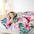 thumbnail image 4 of jejeloiu Soft Flamingo Flowers 7-Piece Twin Bedding Sets Kids,Tropical Botanical Leaves Bedding Comforter Set For Girls,Reversible, 4 of 7