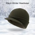 thumbnail image 3 of ievspot 1 pcs Winter Yarn Hat with Short Brim Elastic Solid Color Unisex Cap Keep Warm Dome Headwear for Outdoor Daily, 3 of 7