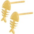 thumbnail image 2 of 304 Stainless Steel Minimalist Fishbone Stud Earrings 18K Gold Plated Trendy Jewelry, 2 of 3