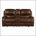 thumbnail image 2 of Brown Faux Leather 3-Seat Manual Reclining Sofa & Loveseat Set with Sofa Flip-Down Cup Holders, Loveseat Storage Console, USB Ports | Faux Leather | Pillow Top Arms | Cushion Back, 2 of 12