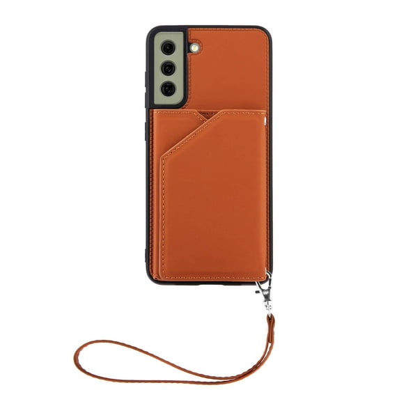 Allytech Wallet Case for Samsung Galaxy S21 FE 6.4 inch,Luxury Shockproof PU Leather Flip Card Slots Holder with Detachable Wrist Strap Slim Cover.For Samsung Galaxy S21 FE,Brown