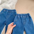 thumbnail image 4 of MKOSPLRT 0-3 Years Baby Toddler infant Bootcut Jeans High Waist Baggy Wide Leg Jeans Solid Bell Bottom Denim Pants with Pocket Kids Clothes, 4 of 5