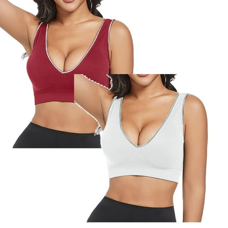 LUOGENLI Women Bras Wireless Front Closure Women s Front Side Buckle Lace Edge without Steel Ring Movement Seamless Gathering Adjustment Yoga Sleep Large Bra Women Bralette Set XXXL