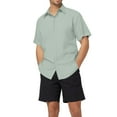 thumbnail image 2 of Men's Casual Short Sleeve Button Down Shirt Solid Color Summer Beach Relaxed Fit Collared Shirt with Pocket for Everyday Wear, 2 of 7