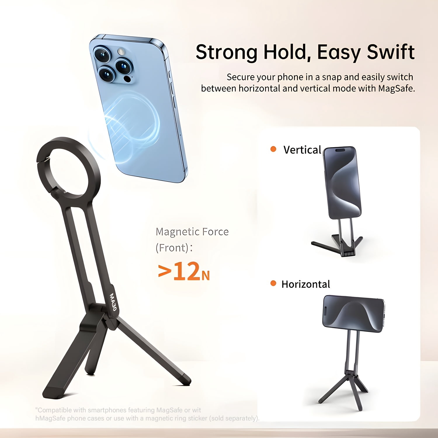 360° Rotating Magnetic Phone Tripod, Foldable for iPhone 17/16/15/14 Pro Max/Air, Adjustable Base for Vlogging, Fitness & Travel