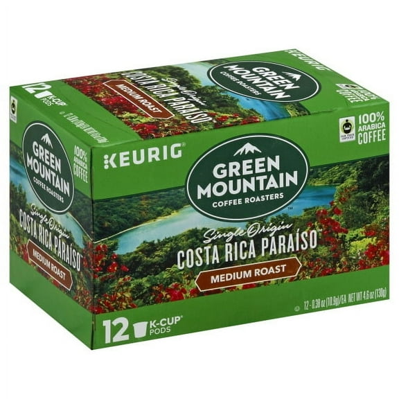 Green Mountain Coffee Costa Rica Paraiso, Flavored Keurig K-Cup Pods, Medium Roast, 12 Count