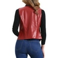 thumbnail image 3 of INSPIRE CHIC Women's Faux Leather Waistcoat V Neck Sleeveless Zipper Vintage Vest Jacket XL Red, 3 of 5