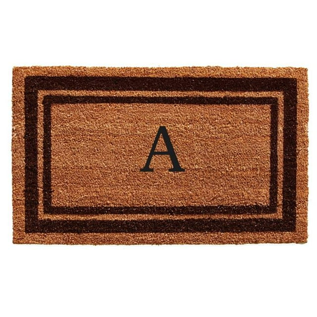 Calloway Mills 152981830A 18 x 30 in. Brown Border Monogram Rectangular Doormat, Natural - Letter A