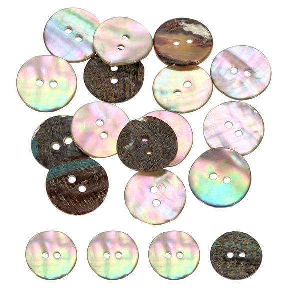 Uxcell 20Pcs Natural Shell Buttons, 20mm 2-Hole Round Shell Craft Sewing Button, Decorative Accessories for Coats, Shirts, Clothing DIY Projects, Natural Color