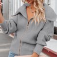 thumbnail image 3 of Suéter de punto de solapa para mujer Cómodo suéter de ganchillo Cárdigan Otoño Invierno Outwear Abrigo, 3 of 7
