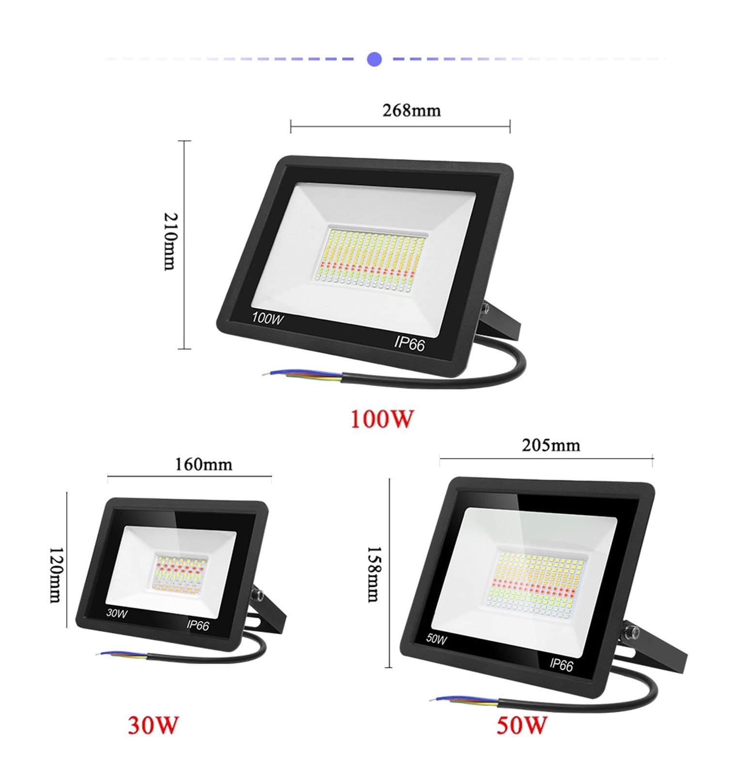LED Flood Light Tuya Smart Floodlight Wall Lamp Spotlight 30W 50W 100W APP Voice Control Dimmable Outdoor Lighting - Wide Angle Beam