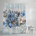 thumbnail image 3 of Shower Curtains for Bathroom, Blue Poinsettia Christmas Waterproof Fabric Shower Curtain, Xmas Botanical Balls Snowflake Vintage Decorative Bathroom Curtain for Bathtub, 36"x72", No Hooks Included, 3 of 9