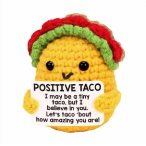 Handmade Mom Sister Gifts for Mothers Day Friends Birthday Gift for Women Men, Mini Positive Taco Emotional Inspirational Support Handmade Knitted Crochet Animals Idea Cute Desk Decor