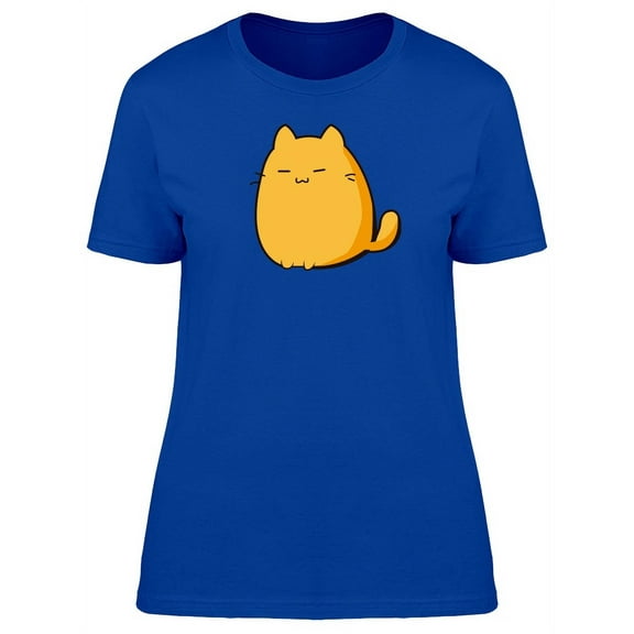 Cute Yellow Kawaii Kitten Doodle T-Shirt Women -Image by Shutterstock, Female Medium