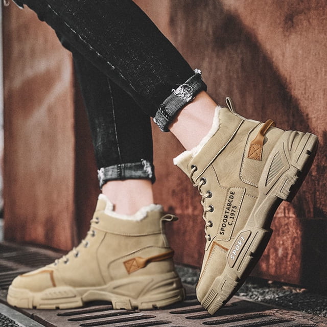 Tenis Botas de senderismo para hombre, botines antideslizantes con forro de piel, botas casuales para clima frío Wdftyju Tenis De Mujer Tenis De Hombre