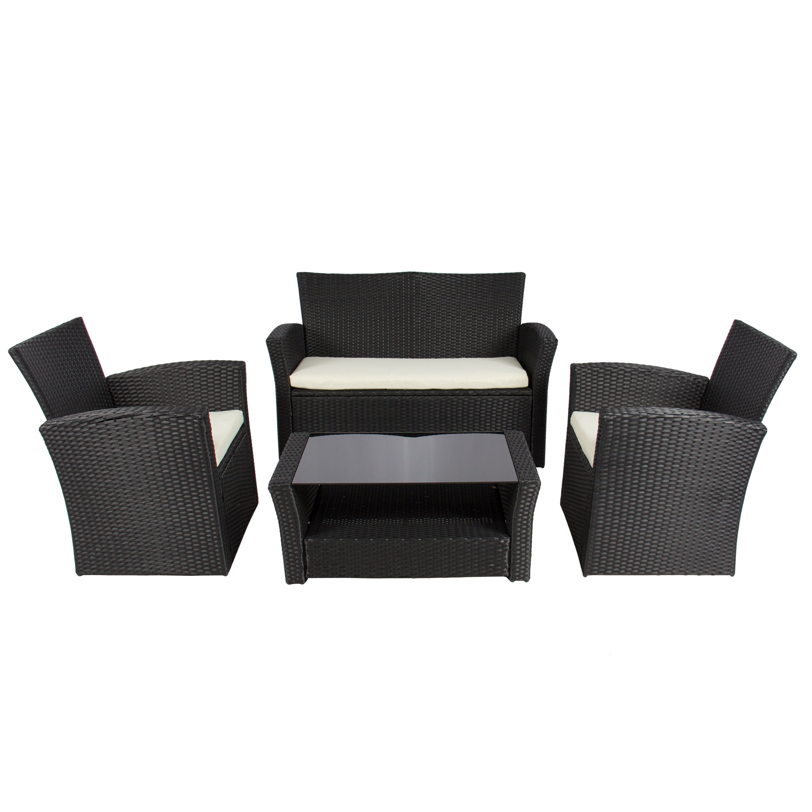4pc Outdoor Patio Garden Furniture Wicker Rattan Sofa Set Black