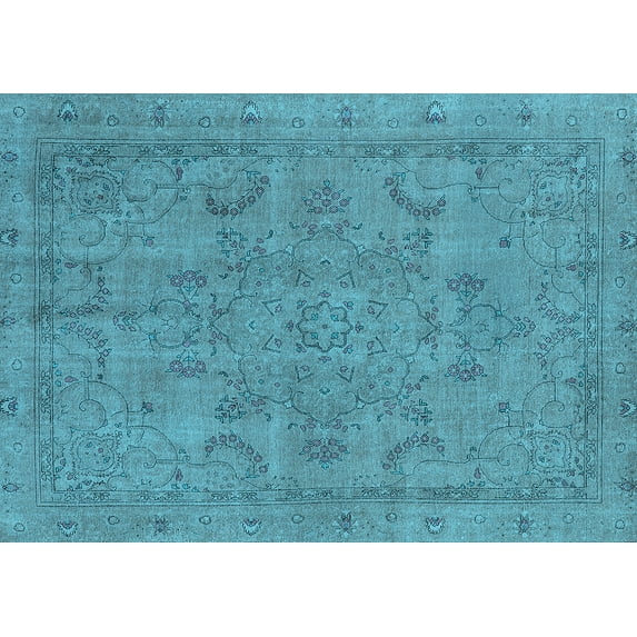 Ahgly Company Indoor Rectangle Oriental Light Blue Industrial Area Rugs, 5' x 8'