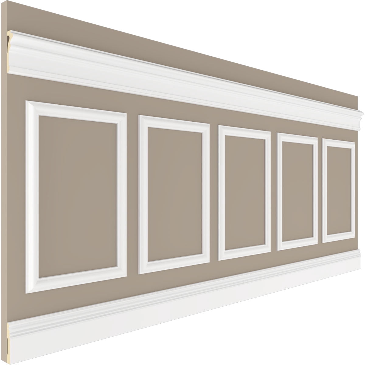 Ekena millwork 94 1/2"L (Adjustable 40"H to 44"H) Ashford Square Panel Traditional Wainscot Paneling Kit