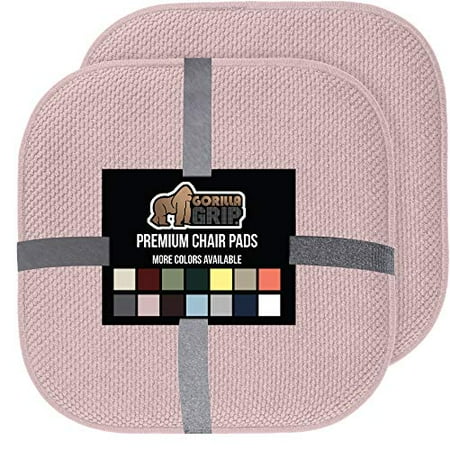 Gorilla Grip Memory Foam Chair Cushions  Slip Resistant  Thick and Comfortable Seat Cushion Pads  Premium Large Size  Durable Soft Pad  Office  Dining  Kitchen Chairs  2 Pack  16x16 Inch  Dusty Rose