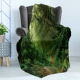 thumbnail image 4 of Rainforest Soft Flannel Fleece Blanket, Forest in Nepal Touristic Trekking Branches Misty Road Fresh Air Outdoors Theme, Cozy Plush for Indoor and Outdoor Use, 50" x 60", Green Brown, by Ambesonne, 4 of 5