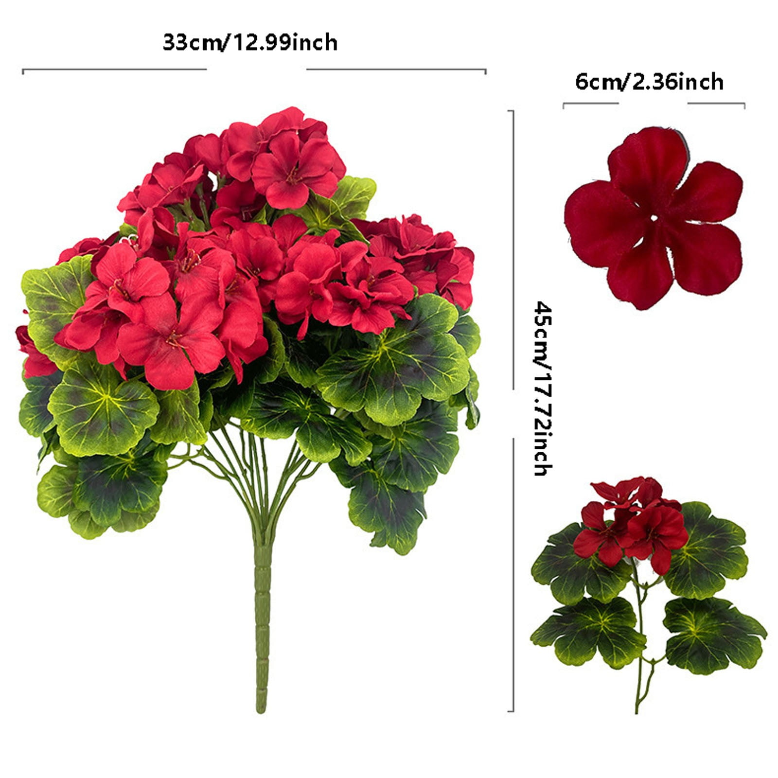 Artificial Geraniums (8 Pack) - 18 Inch Silk Geranium Flower Bushes, Lifelike for Garden, Wedding, Home Decor - Indoor/Outdoor Planter & Pot Arrangements