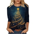 thumbnail image 2 of Fankiway Tunique Chandails en Molleton pour Femmes Imprimé de Noël Col Rond Manches Trois-Quarts T-shirt Ample Manches Longues Col Rond Multicolore G, 2 of 5