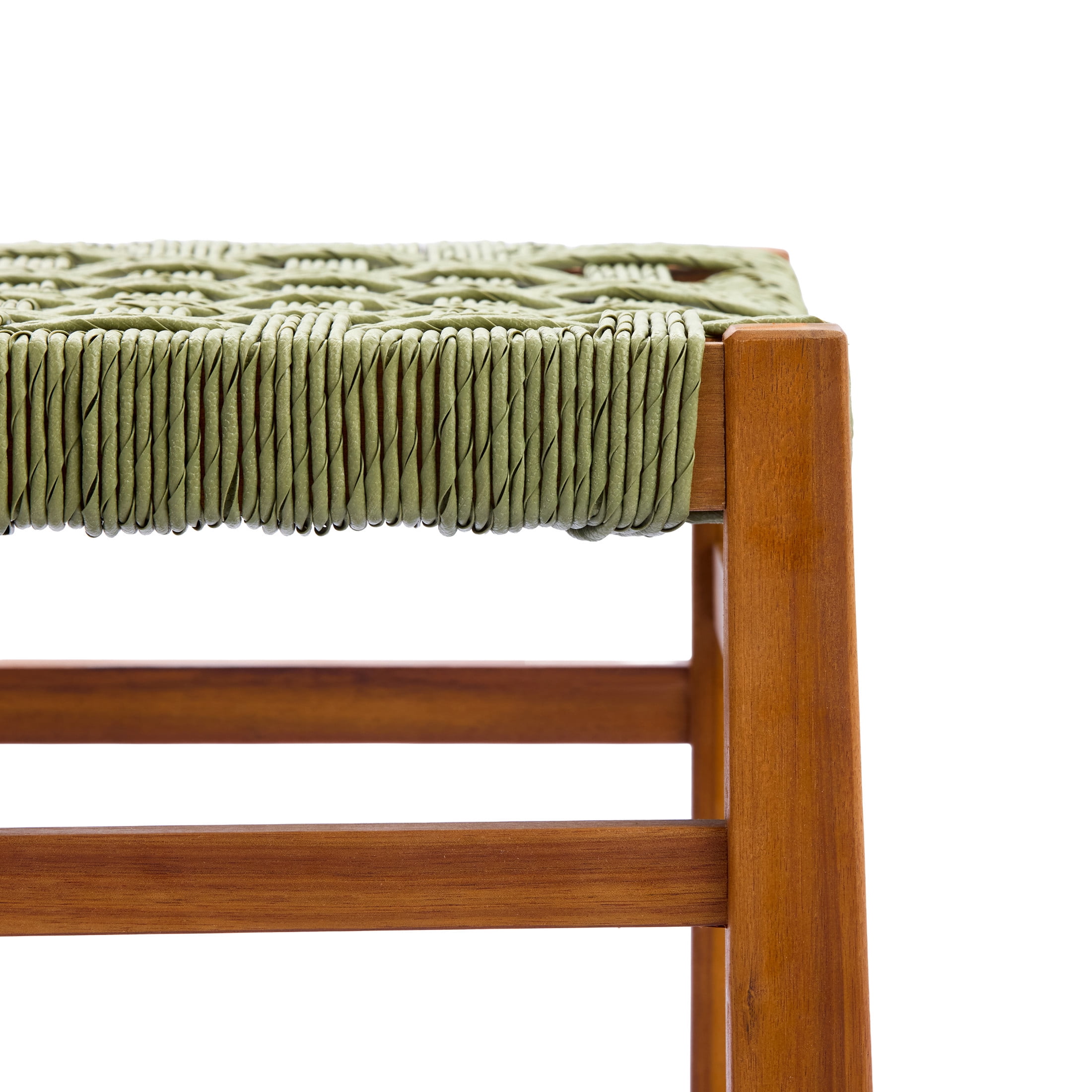 Christopher Knight Home 5-Piece Outdoor Wood Dining Set, Teak Square Table and Green Wicker Chairs