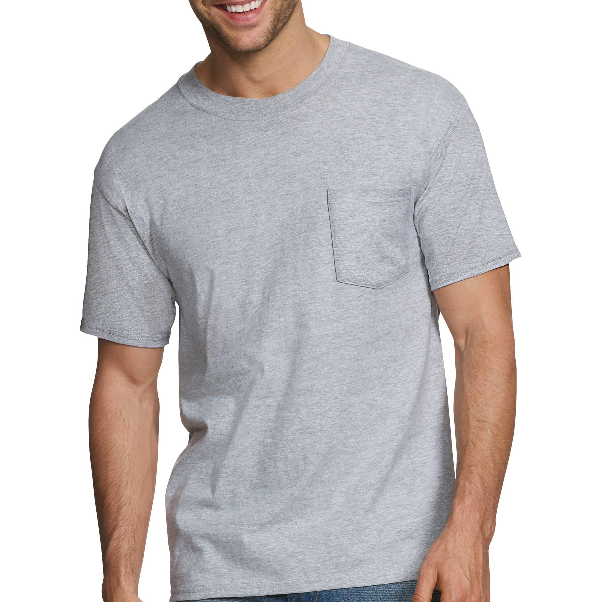 Hanes - Men's FreshIQ White ComfortBlend Pocket T-Shirts 3-Pack ...