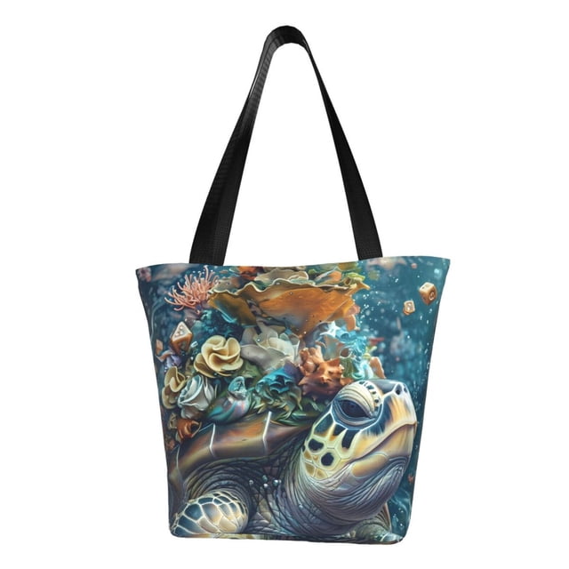 Disketp Colorful Plant Turtle Bolsa de Hombro Casual para Mujer, Bolso Cruzado para Compras, Viajes y Uso Diario